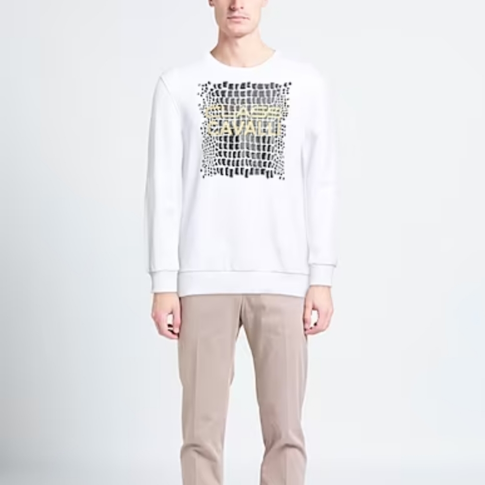 Cavalli Class White Graphic Sweatshirt Size Small